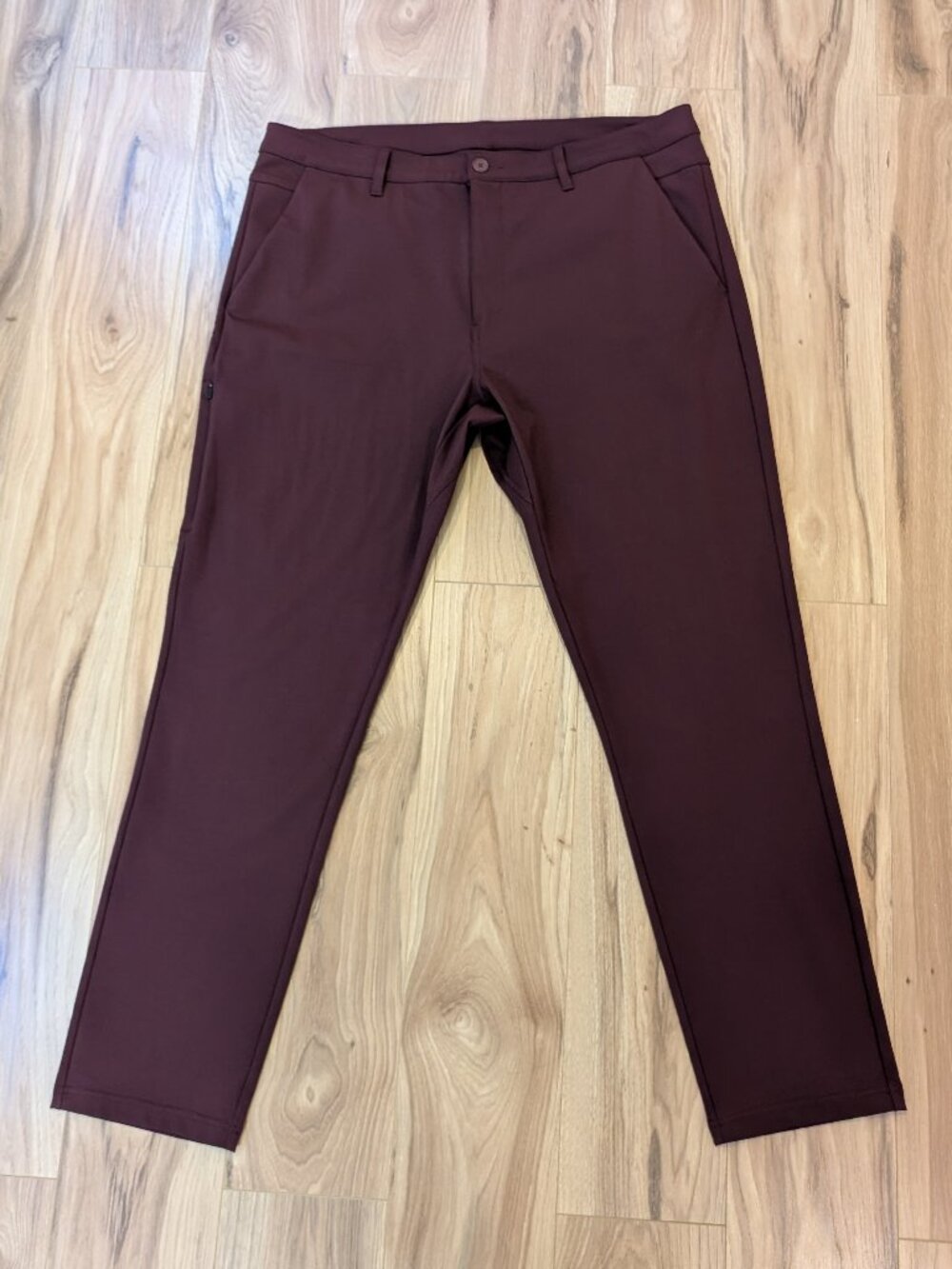 BYLT Men's 40 Waist Premium Basics Everyday Pants 2.0 Slim Fit, Maroon, Like New